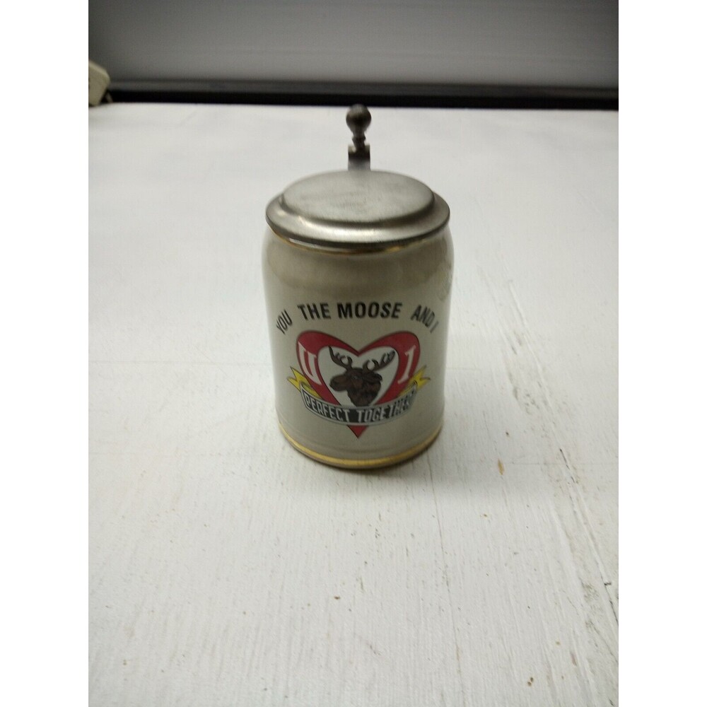 K.U.F. German Stoneware  .5L  Beer Stein with Lid You the Moose and I Perfect To